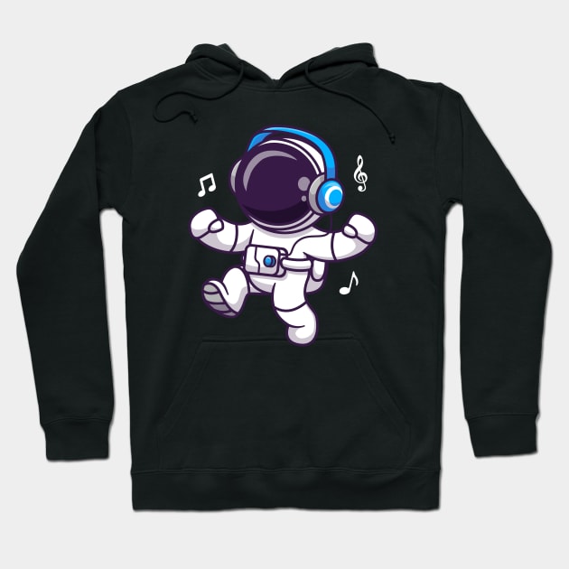 Cute Astronaut Listening Music Cartoon Hoodie by Catalyst Labs